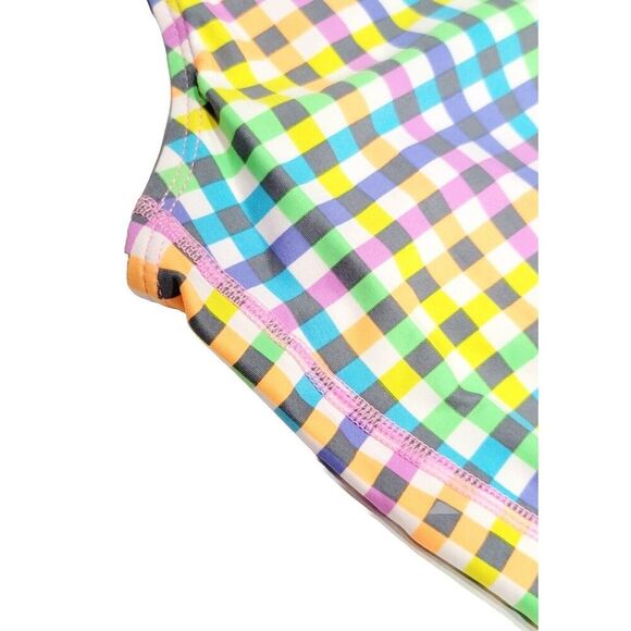 TYR DuraFast Lite Girls SUNSET PLAID Maxfit 1pc Swimsuit Dk Violet Pink Size 14 - Picture 3 of 14
